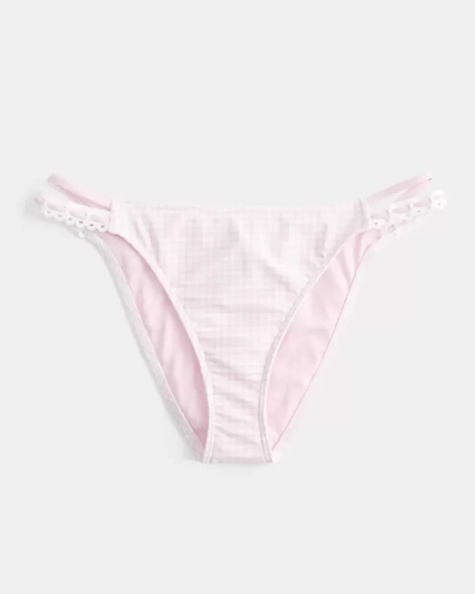 Crochet-Style Trim Double-Strap Cheeky Bikini Bottom