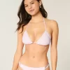 Crochet-Style Trim Halter Triangle Bikini Top