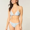Crochet-Style Trim Halter Triangle Bikini Top