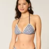 Crochet-Style Trim Halter Triangle Bikini Top