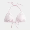 Crochet-Style Trim Halter Triangle Bikini Top