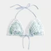 Crochet-Style Trim Halter Triangle Bikini Top