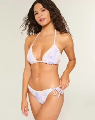 Crochet-Style Trim Side Tie Cheeky Bikini Bottom