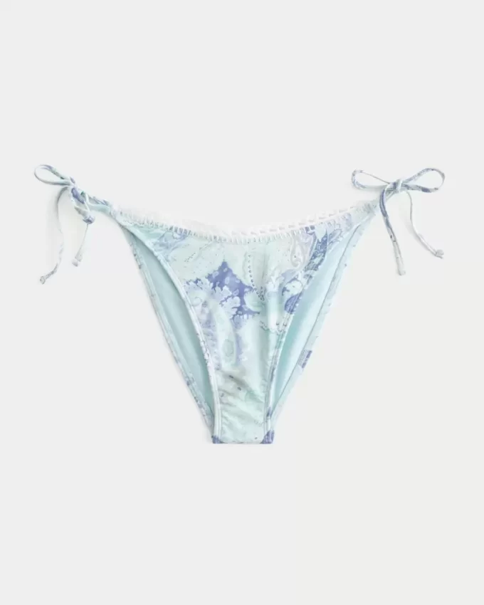 Crochet-Style Trim Side Tie Cheeky Bikini Bottom