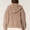 Curly Faux Fur Zip-Up Jacket