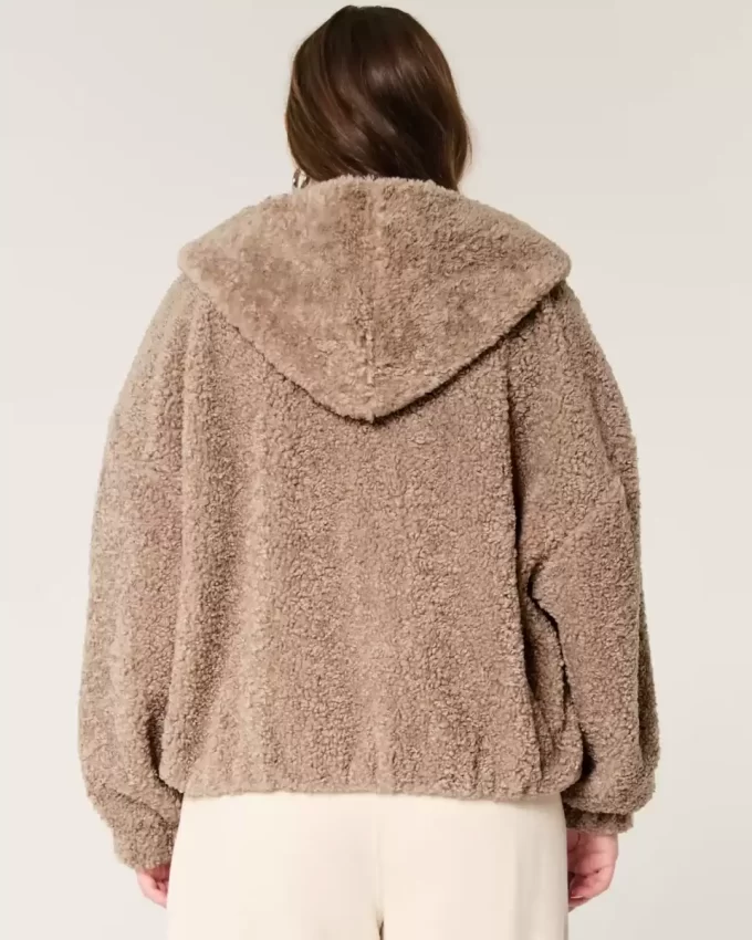 Curly Faux Fur Zip-Up Jacket