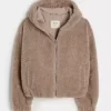 Curly Faux Fur Zip-Up Jacket
