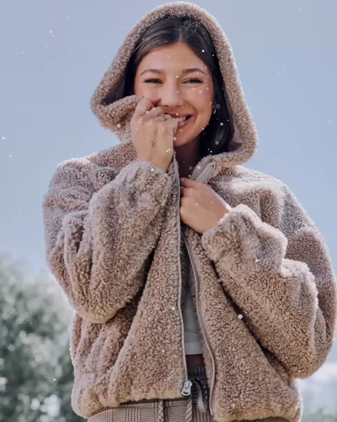 Curly Faux Fur Zip-Up Jacket
