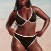 Curvy High-Leg High-Waist Ribbed Cheeky Bikini Bottom