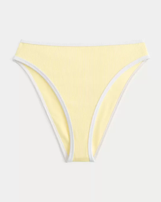 Curvy High-Leg High-Waist Ribbed Cheeky Bikini Bottom
