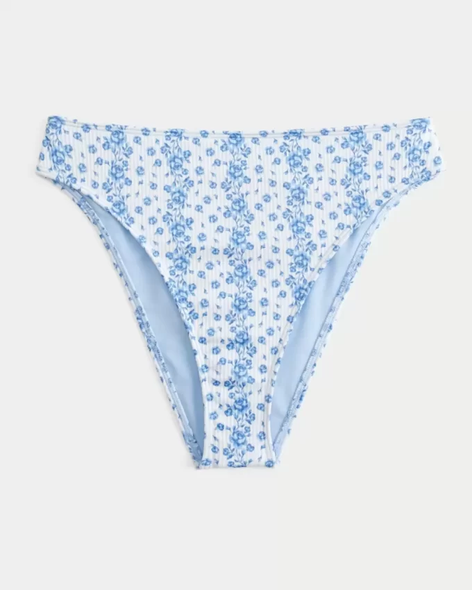 Curvy High-Leg High-Waist Ribbed Cheeky Bikini Bottom