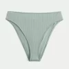 Curvy High-Leg High-Waist Ribbed Cheeky Bikini Bottom