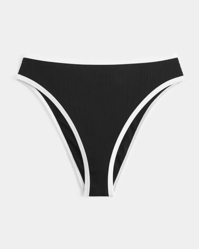 Curvy High-Leg High-Waist Ribbed Cheeky Bikini Bottom