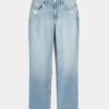 Curvy High-Rise Distressed Light Wash Straight Jeans