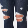 Curvy High-Rise Ripped Dark Wash Jean Leggings