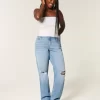 Curvy High-Rise Ripped Medium Wash Dad Jeans