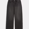 Curvy High-Rise Washed Black Baggy Jeans