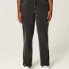 Curvy High-Rise Washed Black Straight Jeans