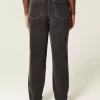 Curvy High-Rise Washed Black Straight Jeans