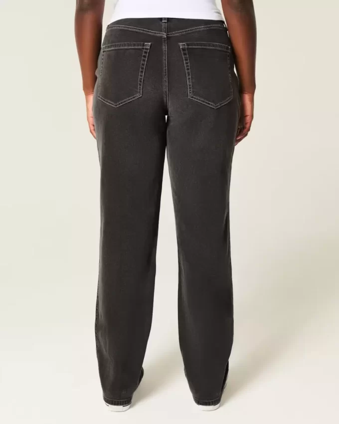 Curvy High-Rise Washed Black Straight Jeans