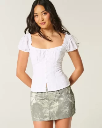 Curvy Low-Rise Camo Denim Mini Skort