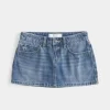 Curvy Low-Rise Embroidered Bow Denim Mini Skort