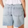 Curvy Low-Rise Light Wash Distressed Baggy Jort