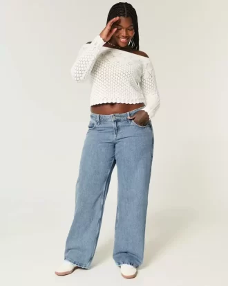 Curvy Low-Rise Medium Wash Baggy Jeans