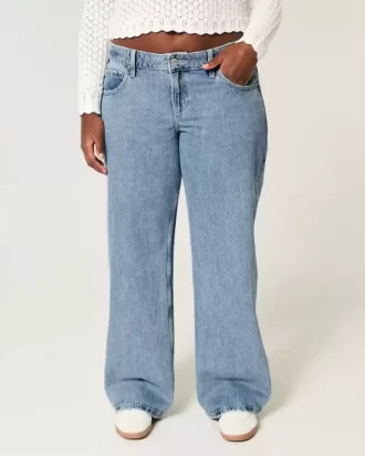 Curvy Low-Rise Medium Wash Baggy Jeans