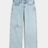Curvy Low-Rise Ripped Light Wash Baggy Jeans