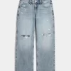 Curvy Low-Rise Ripped Medium Wash Baggy Jeans