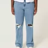 Curvy Low-Rise Ripped Medium Wash Relaxed Straight Jeans