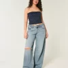 Curvy Low-Rise Ripped Medium Wash Super Baggy Jeans