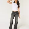 Curvy Low-Rise Washed Black Baggy Jeans