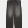 Curvy Low-Rise Washed Black Baggy Jeans