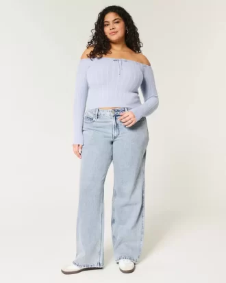 Curvy Mid-Rise Medium Wash Baggy Jeans