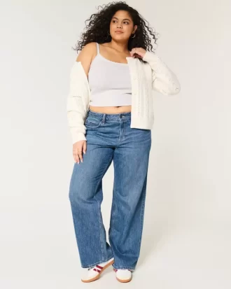 Curvy Mid-Rise Medium Wash Baggy Jeans