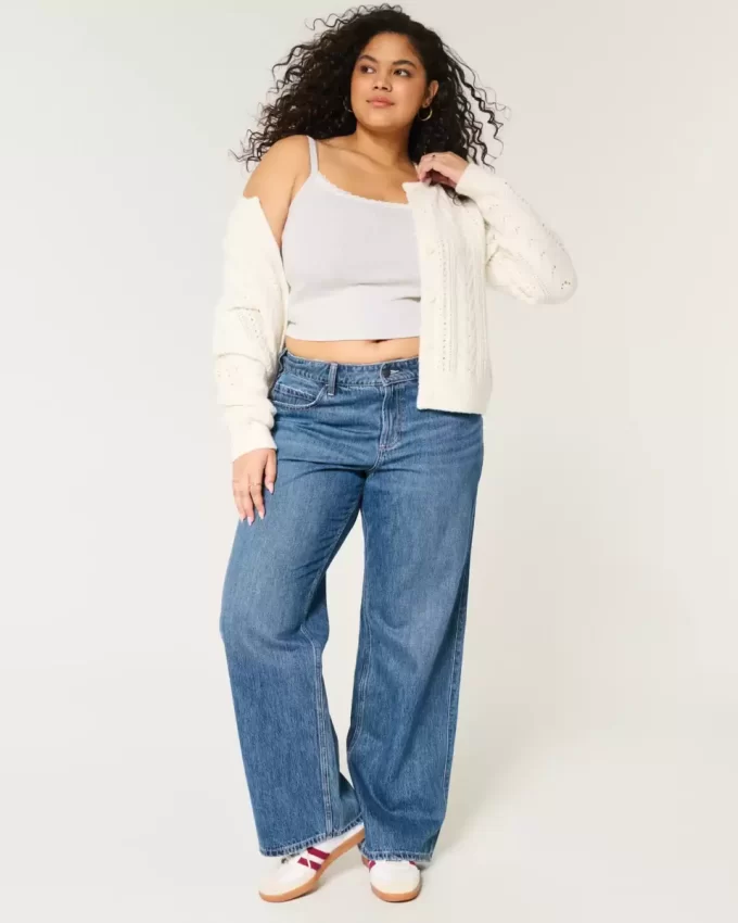 Curvy Mid-Rise Medium Wash Baggy Jeans