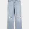 Curvy Ultra High-Rise Ripped Light Wash Dad Jeans