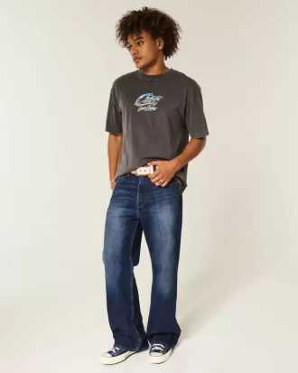 Dark Wash Baggy Bootcut Jeans