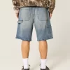 Dark Wash Baggy Denim Shorts