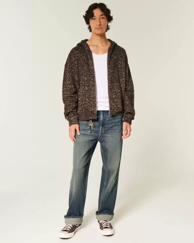 Dark Wash Embroidered Baggy Jeans