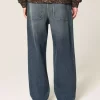 Dark Wash Embroidered Baggy Jeans