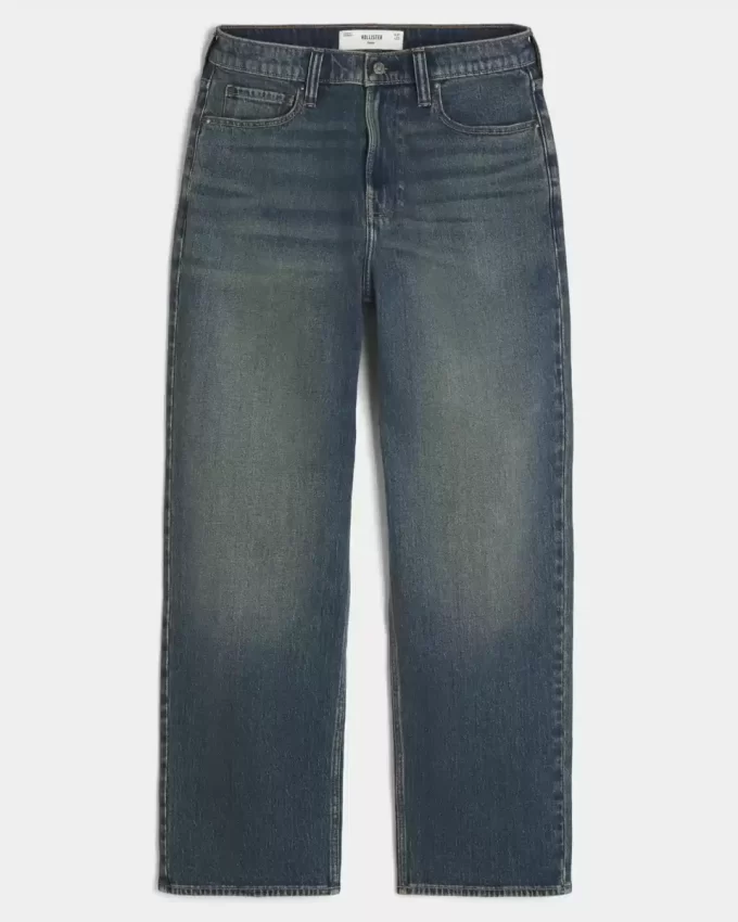 Dark Wash Embroidered Baggy Jeans