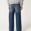 Dark Wash Logo Embroidery Super Baggy Jeans