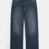 Dark Wash Logo Embroidery Super Baggy Jeans
