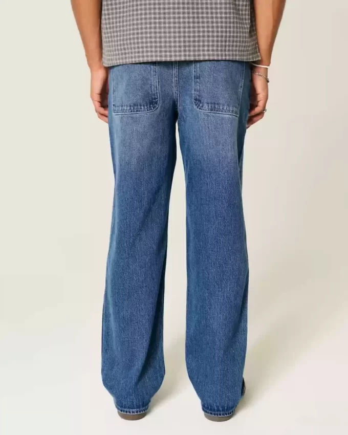 Dark Wash Rose Graphic Baggy Jeans