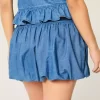 Denim Bubble Mini Skirt