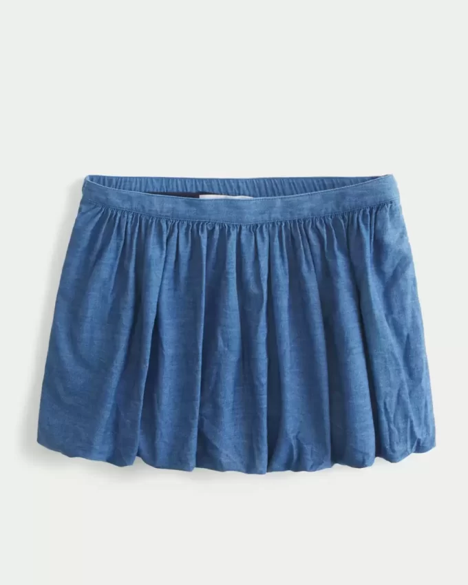 Denim Bubble Mini Skirt