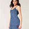 Denim Cherry Graphic Mini Dress